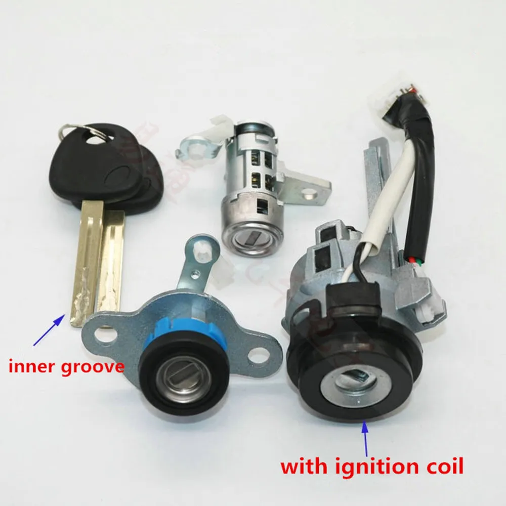 

Car Lock Cylinder Full Set Ignition Lock Door And Trunk Locks Cylinder With Inner Groove Key For Hyundai Verna