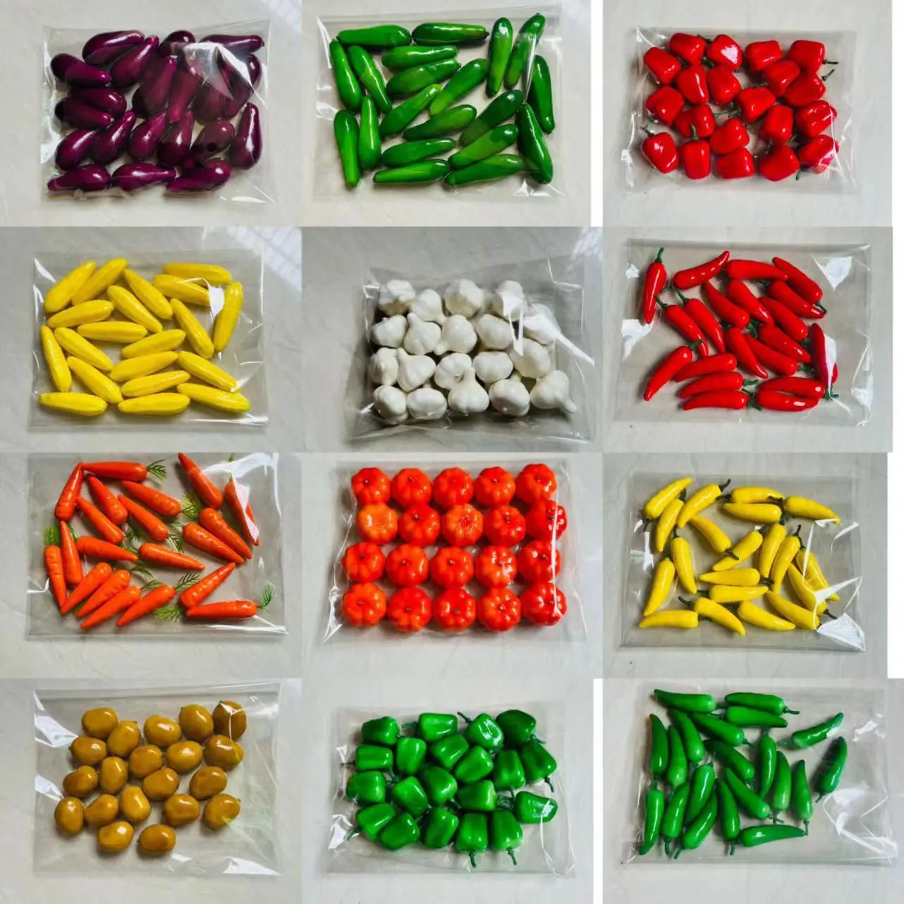 10 Piezas de Frutas y Verduras Artificiales Miniatura: Manzana, Pera, Melocotón, Plátano, Naranja, Limón, Pimiento, Chile, Patata, Tomate, Decoración para el Hogar y la Cocina