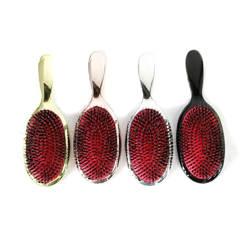 

5pcs Golden Black Color Boar Bristle Paddle Hair Brush Oval Hair Brush Anti Static Hair Comb Hairdressing Massage Comb