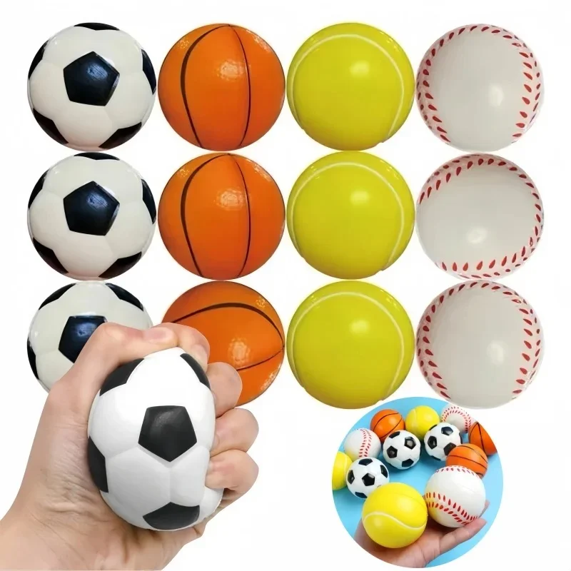 Jouets de Football doux, basket-ball, Baseball, Tennis, éponge en mousse, décompression, balles Anti-Stress, jouet de sport Anti-Stress, 12 pièces
