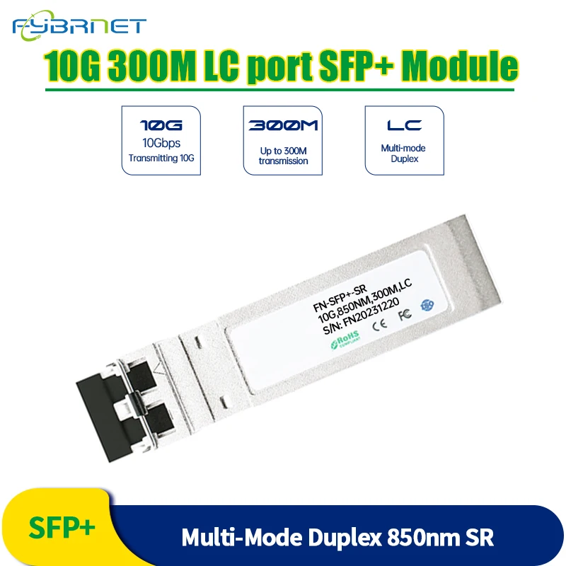 

10G 850NM 300M SR SFP+ Module Multi Mode Duplex LC Fibra SFP Transceiver Module Compatible with Cisco/Mikrotik/H3C Fiber Switch