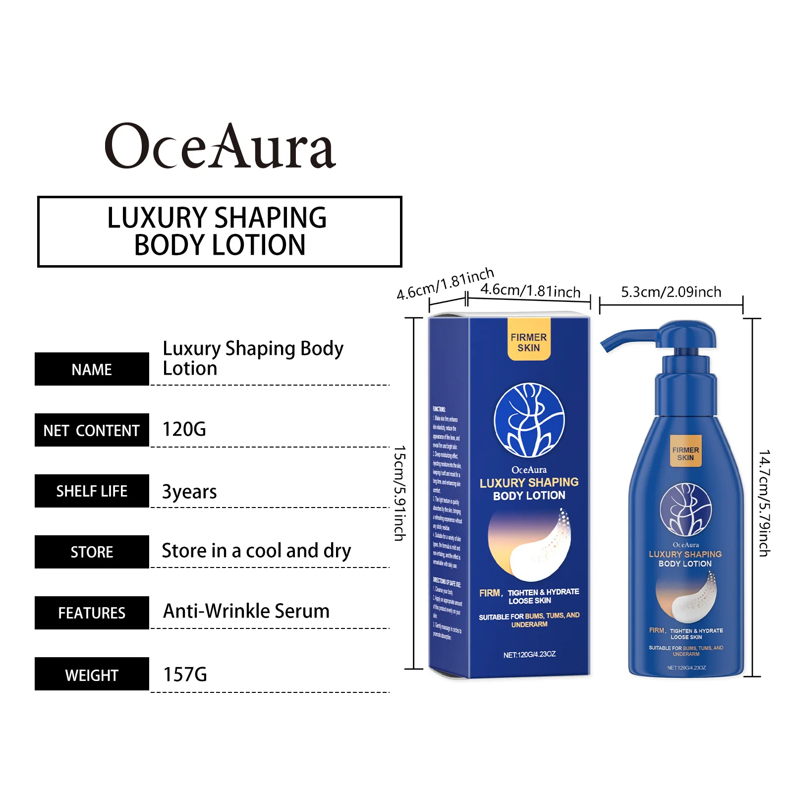 Oceaura 120 г укрепляющий лосьон для тела, питательный, увлажняющий, улучшающий сухую кожу, увеличивает эластичность, формирует, подтягивающий крем для тела