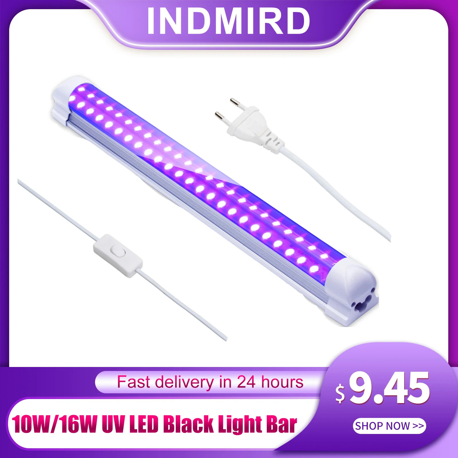 Barre lumineuse noire à LED UV portable, 10W, luminaire noir, tube d'affiche à lumière noire, éclairage de scène de fête, peinture Linge, art