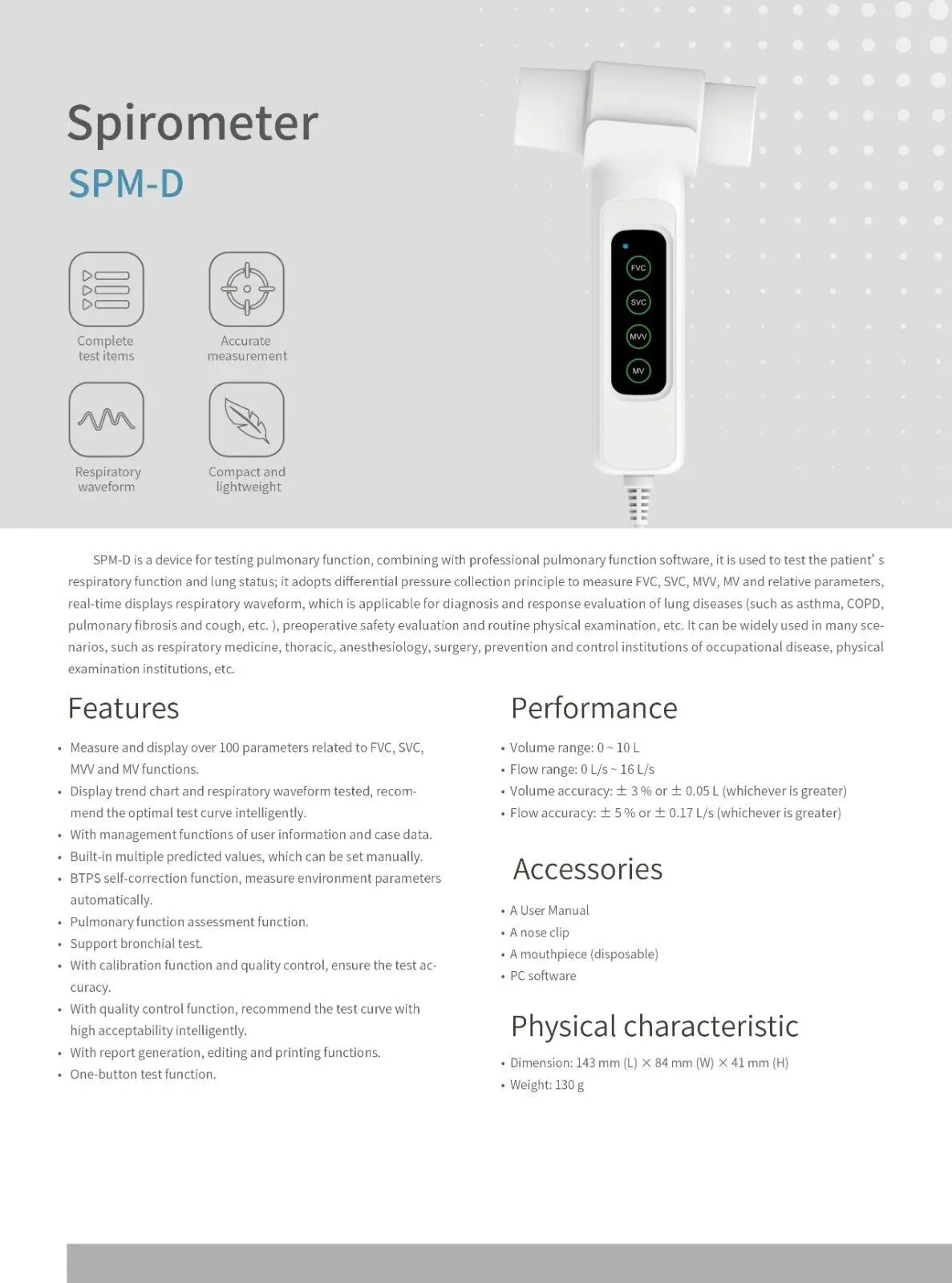 CONTEC Digital SPM-D Handheld Spirometer Digital Checking Lung Conditions+PC Software