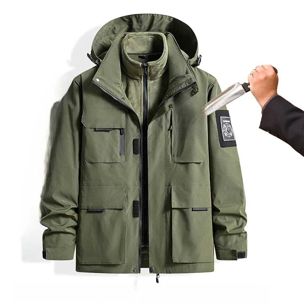 Tactical Safety Anti Cutting Men's Plus Size Jacket Flexible Invisible Outdoor Military FBI Self-Defense Anti Stab And Anti Cutt