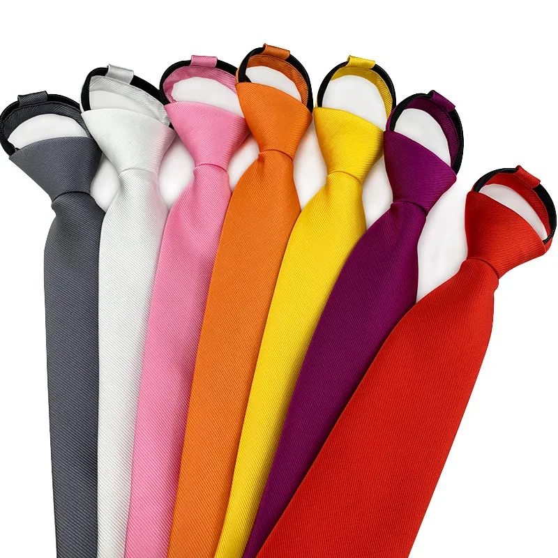 Couleurs unies cravate fermeture éclair cravate 8 cm cravates affaires pour homme Gravatas mouchoir noeud papillon hommes chemise de mariage accessoires