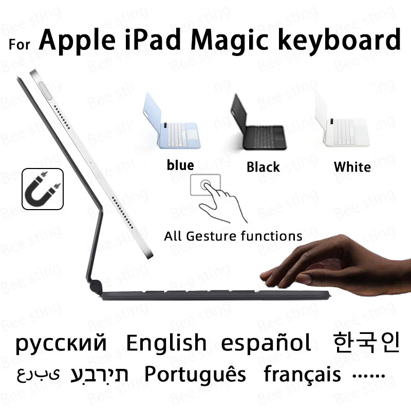 

Magic Keyboard Case For iPad Pro 12.9 11 2018 2020 2021 Air 4 5 Cover Keyboard Korean Russian Spanish Arabic French Portuguese