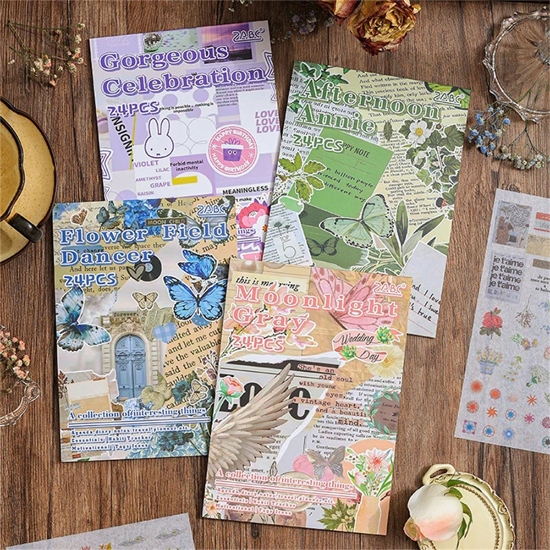 Mr Paper 24 Blatt Vintage Europäischer Stil Stickerbuch Ephemera-Pack für Junk Journaling Scrapbook DIY Collage