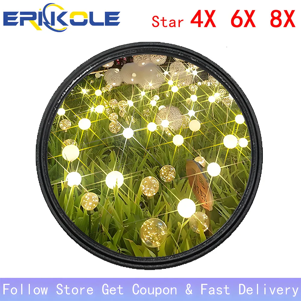 ERIKOLE Photography Starburst Filter 4/6/8 Punkte Sternfilter – 37 40,5 43 46 49 52 55 58 62 67 72 82 mm für Kamera-Sternfilter