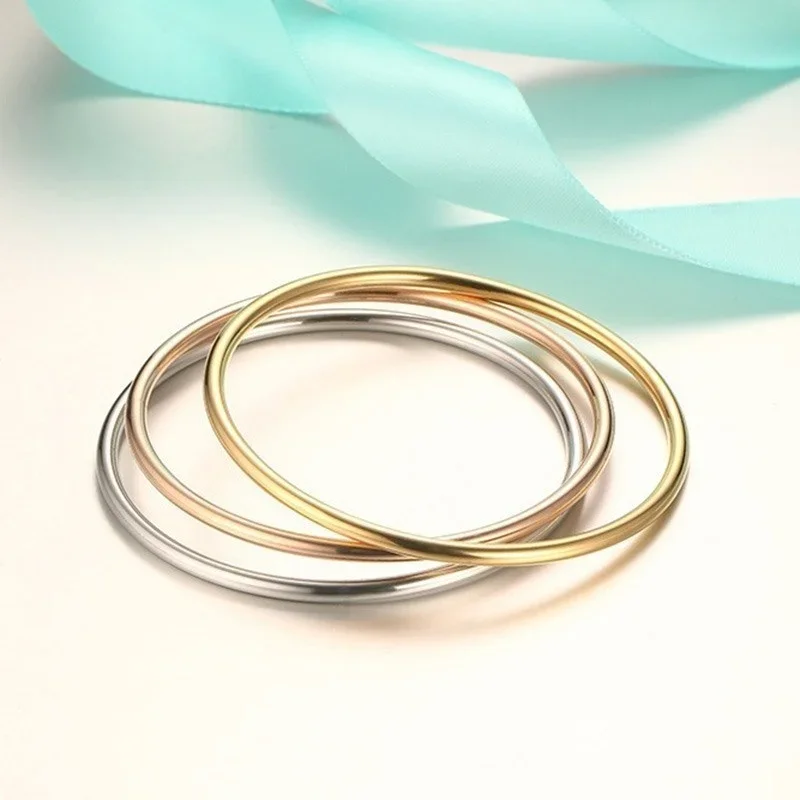 Vnox Classic elegancka cienka bransoletka dla dziewczynek dzieci kobiety, bransoletki mankietowe Temperament dziecko ze stali nierdzewnej eleganckie proste ozdoby — zdjęcie 2