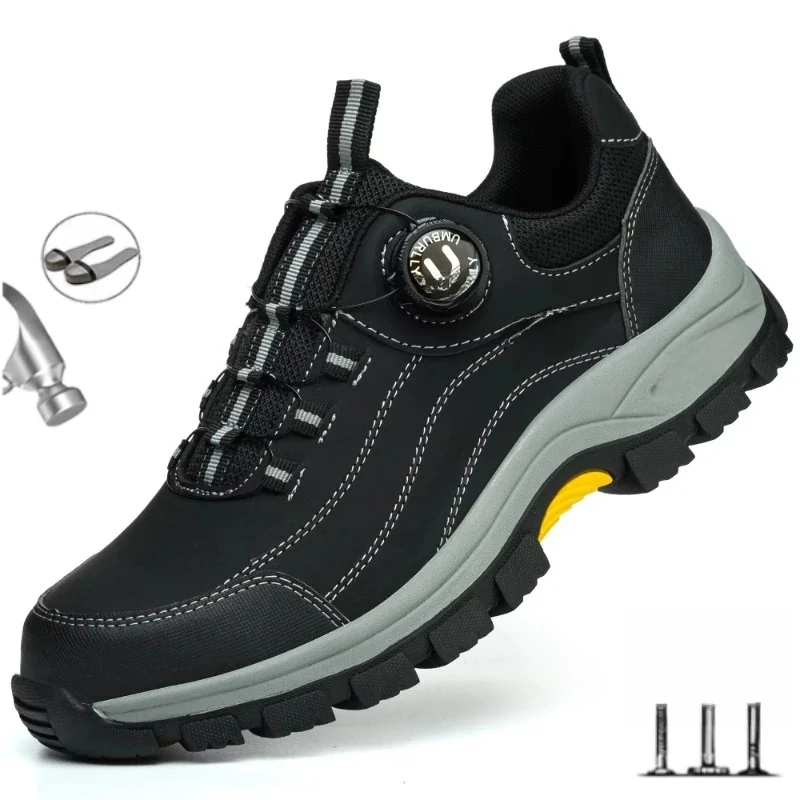 Chaussures de sécurité en cuir noir bottes de sécurité hommes Protection de sécurité bottes de sécurité industrielles homme pour le travail hommes chaussures industrielles