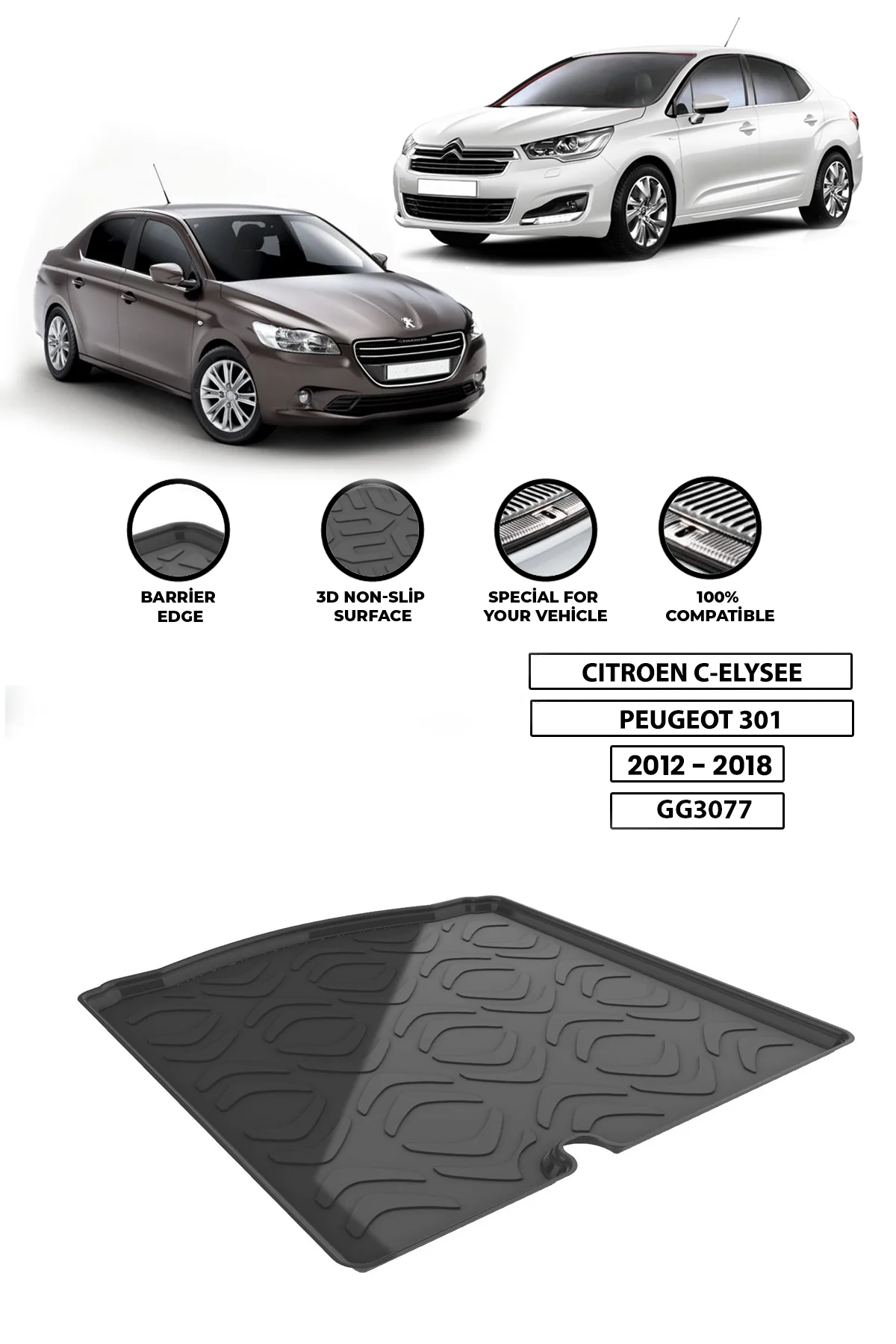 Pour CITROEN-C-ELYSEE & PEUGEOT-301-2012-2018 bagage com compartiment à bagages Diffuseur Extension Pare-chocs arrière rêves attachement Bagages