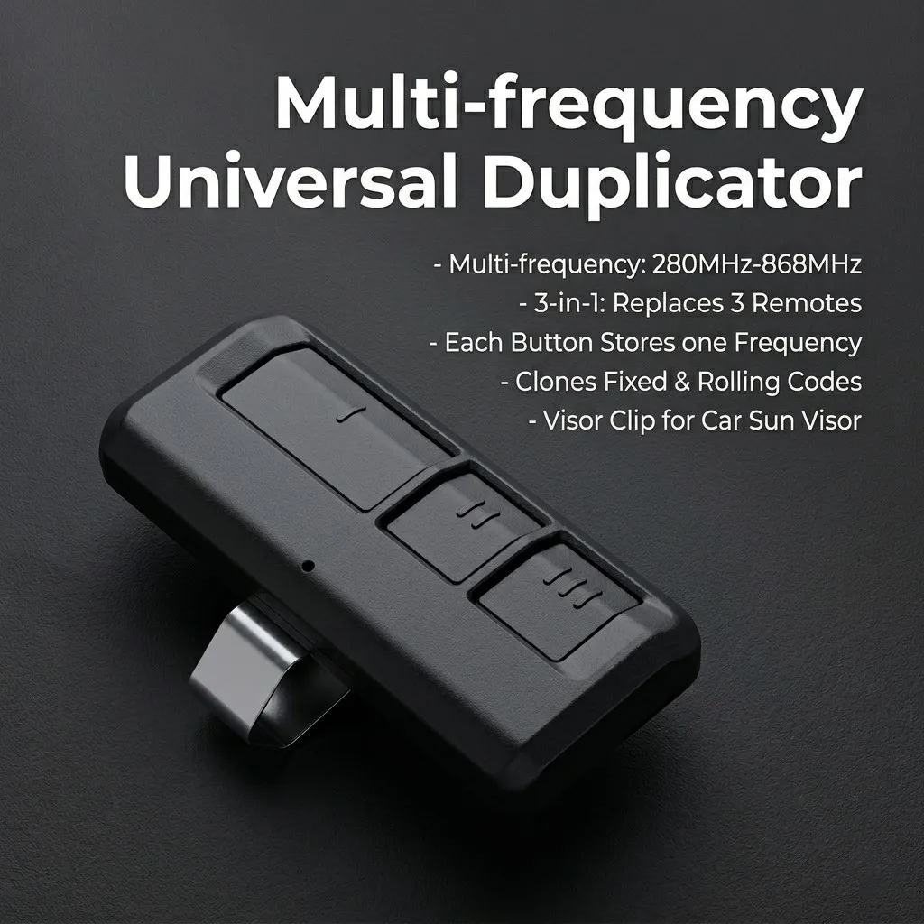 Universal 3 in 1 MultiFrequency 280MHz-868MHz Garage Door/ Gate Remote Control Opener Command Transmitter Duplicator Back Clip
