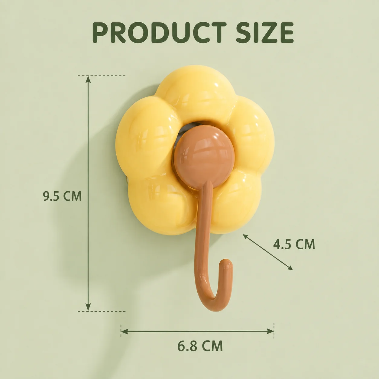 Cute Flower Suction Cup Wall Hook No Drill Waterproof Reusable Hanger for Bathroom Kitchen Towel Keys Storage