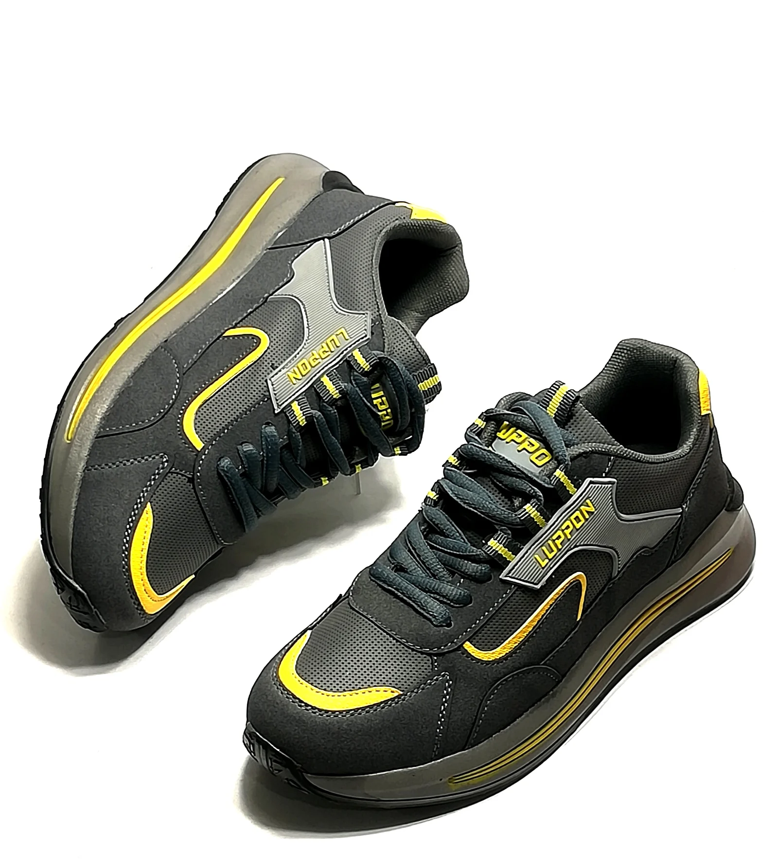 Men's gray yellow orthopedic sports shoes water resistant new season quality daily sports and walking running shoes