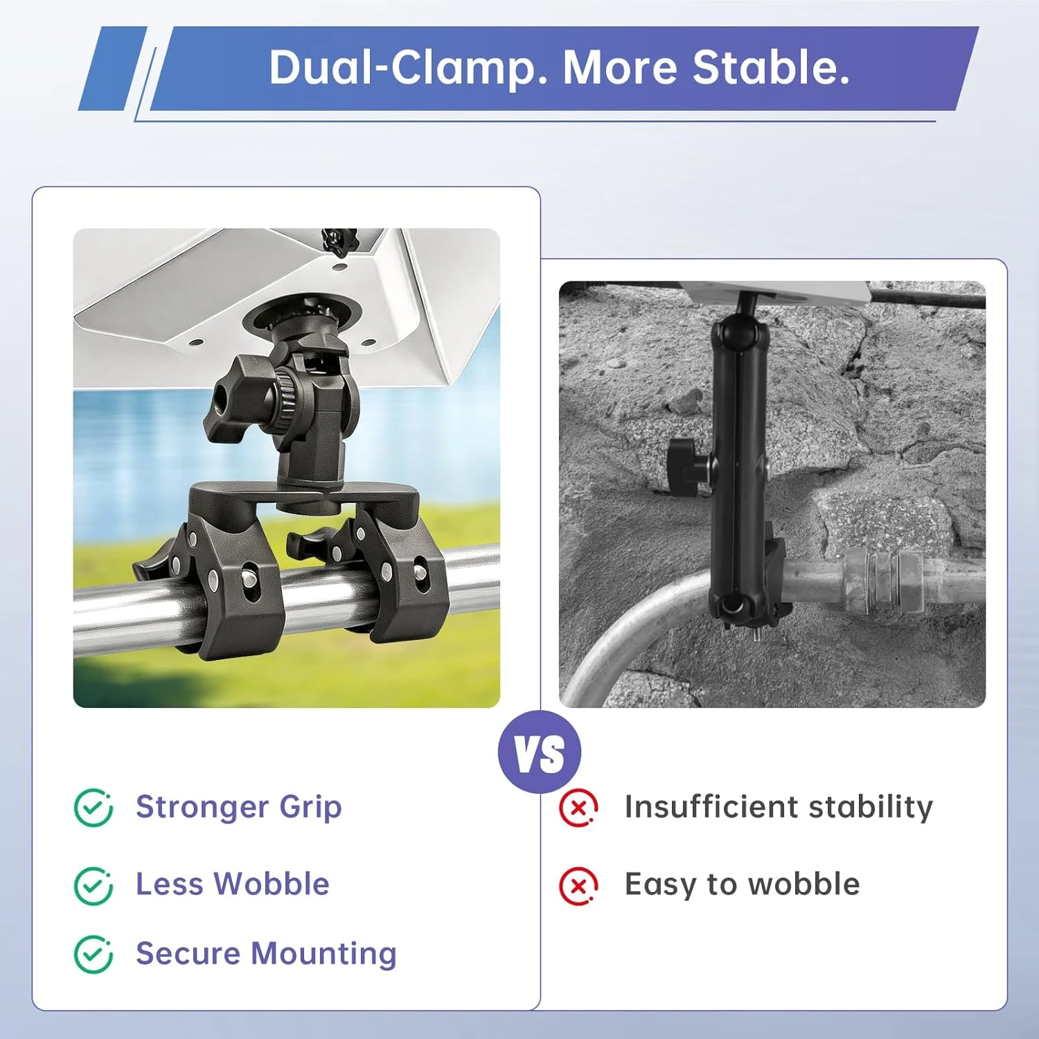 for Starlink Mini Aluminum Adapter Dual Clamp Vehicle Mount Roof Rack Pole Clamp Bracket for RV SUV Truck Boat
