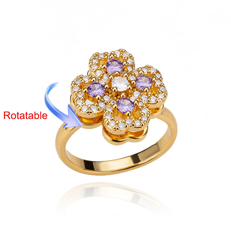Women's Adjustable Stainless Steel Clover Wedding Ring