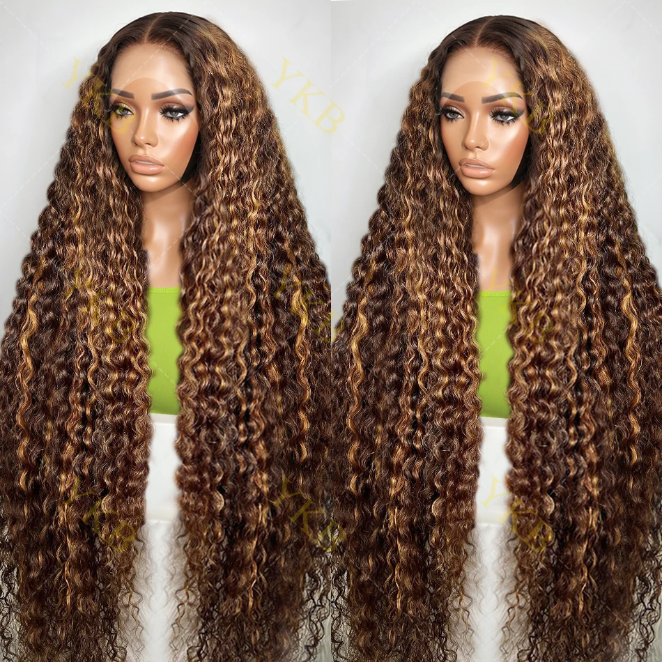 427 Highlight Wig Human Hair 13x6 HD Lace Frontal Curly Wigs Ombre Honey Blonde Colored Deep Wave Human Hair Brazilian For Women