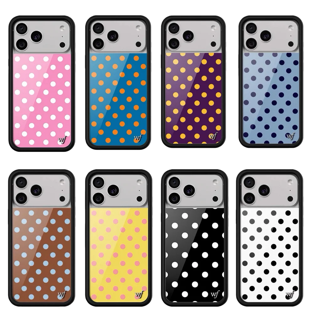 New Wildflower INS Cherry Strawberry Polka Dot Phone Case for 17 16 15 14 13 12 Pro Max 16 Plus 15 pro 3D WF Cute Cartoon Cover