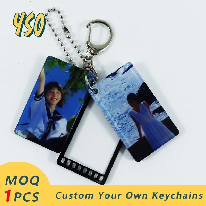 YSO Double Sided Acrylic Keychain Custom Star Kpop Charms Brother Couple Family Member Photograph Diamond Cutting