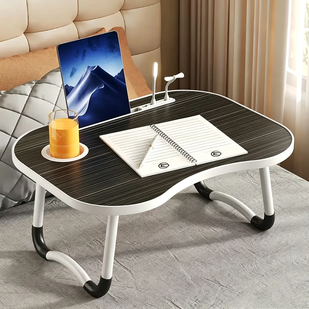 Foldable Laptop Desk | Portable Laptop Bed Desk With Cup Holder And Tablet Slot, Fiberboard Material For Work, Study, Drawing, And Dining