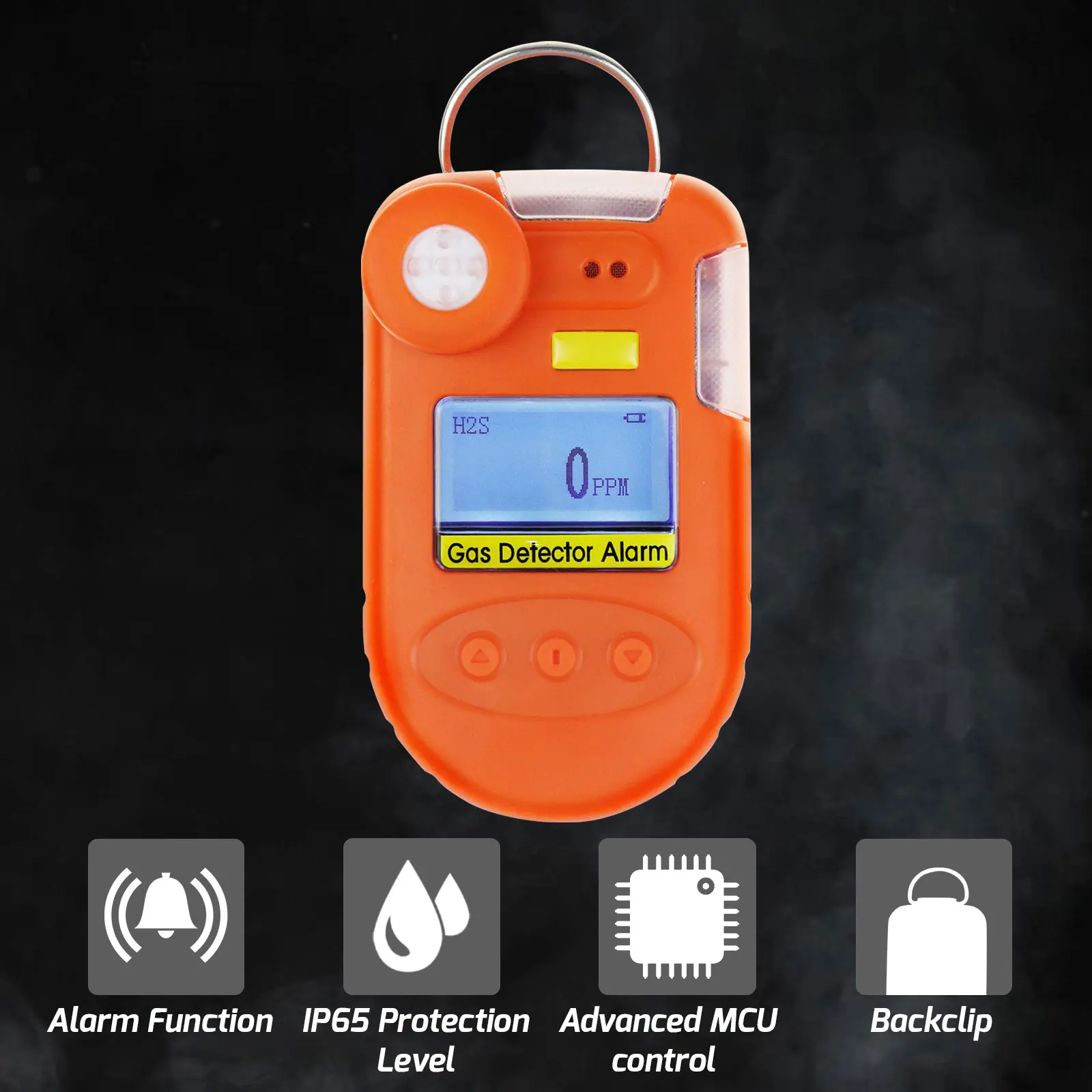 

Digital Gas Detector Alarm Hydrogen Sulfide (H2S) 0~100ppm Range, 1500 Record Alarm Events with Audible, Visual, Vibration Alarm