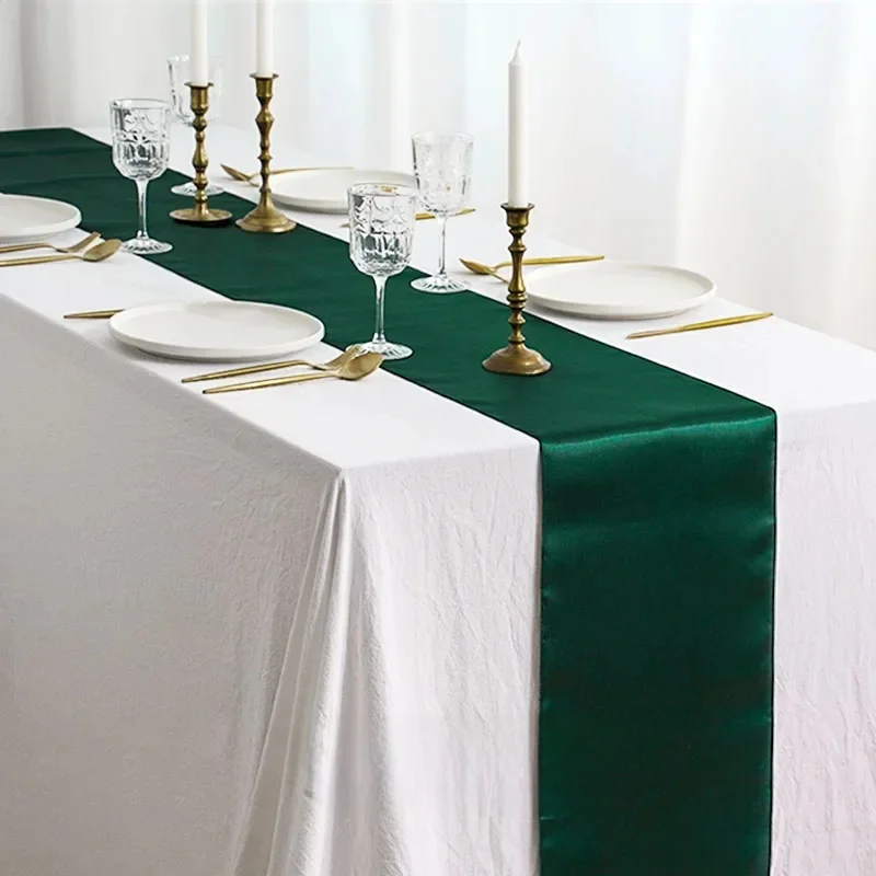 Chemin de table en satin de soie, simple et luxueux, pour café, salle à manger, Noël, anniversaire, maison, mariage moderne, décoration de table pour fête