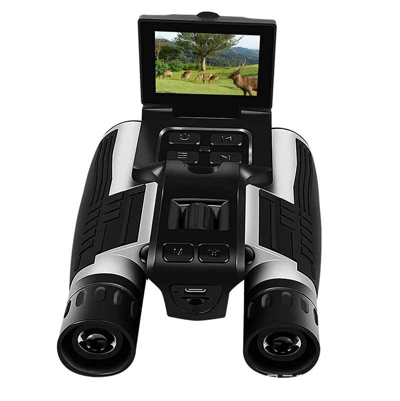 Outdoor HD photo and video recording binoculars with a starlight night vision birdwatching camera and screen.