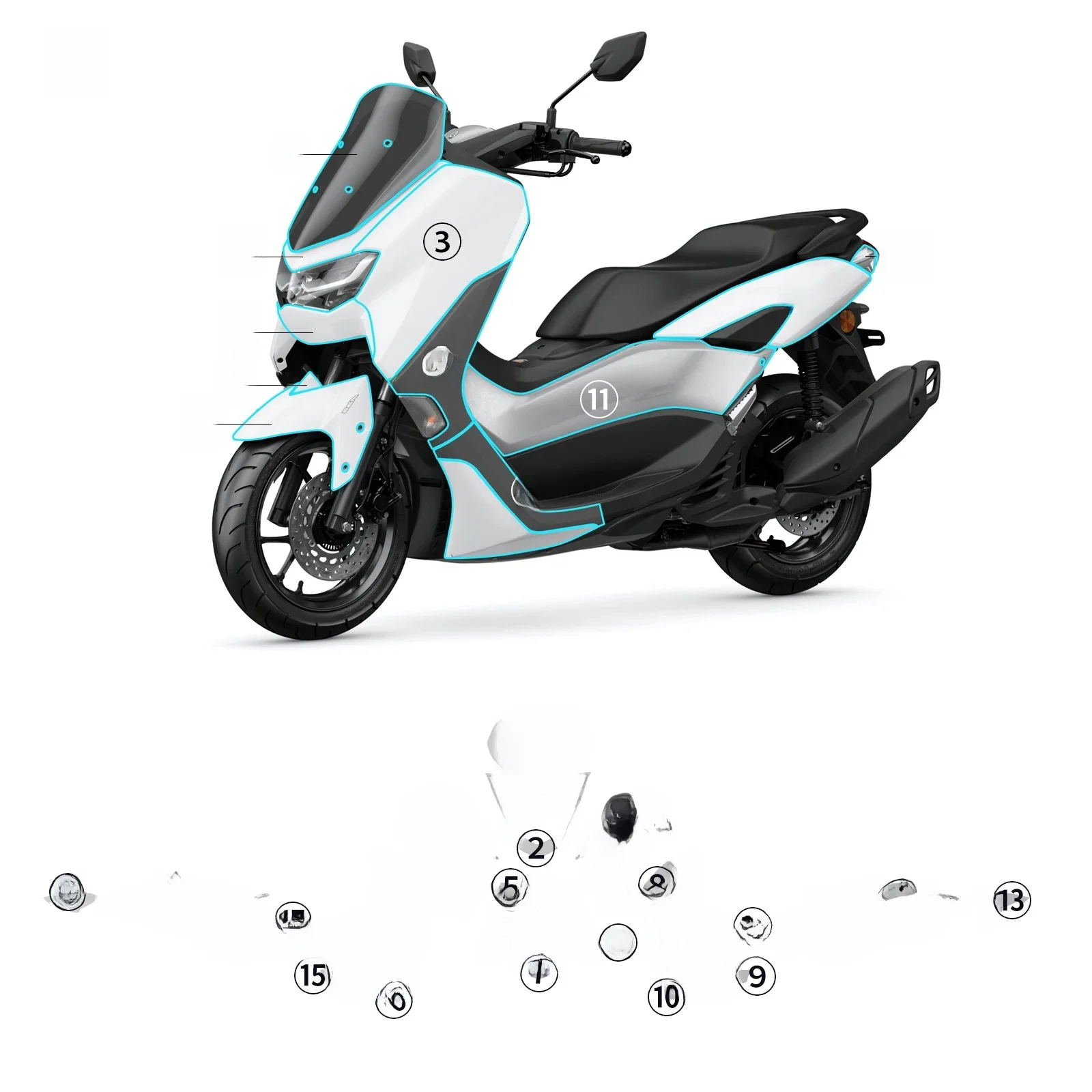 Folia ochronna na owiewkę motocykla dla Yamaha NMAX 155 2021-2024 TPU ochrona przed farbą PPF odporna na zarysowania naklejka na ciało niewidoczna — zdjęcie 2