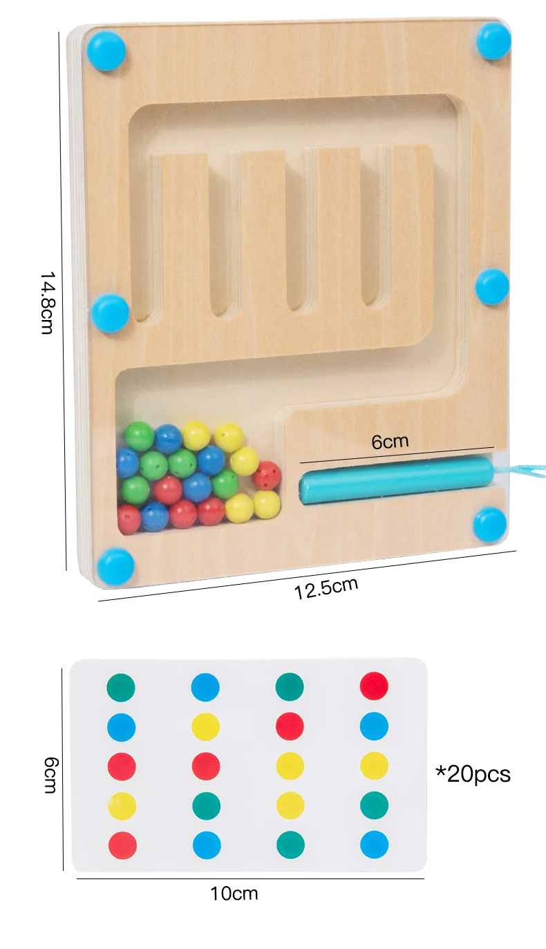 Giocattoli Montessori per i più piccoli Colori in legno Forme Puzzle Labirinto magnetico Giocattoli per motori fini Giocattolo di coordinazione