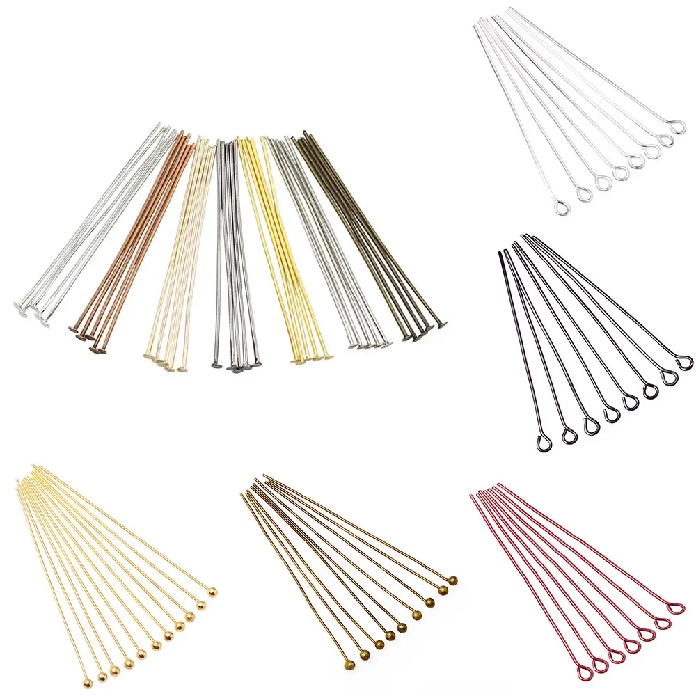 100-200 Teile/los 10-70mm Köpfe Auge Flachkopf Pin Vergoldet Kugelkopf Pins für Schmuck Machen