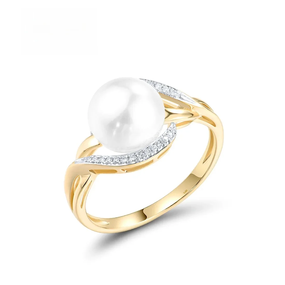 VISTOSO Echt 14 K 585 Geel Gouden Ring Voor Vrouwen Fonkelende Diamanten Zoetwater Parel Delicate Party Mode Fijne sieraden - afbeelding 2