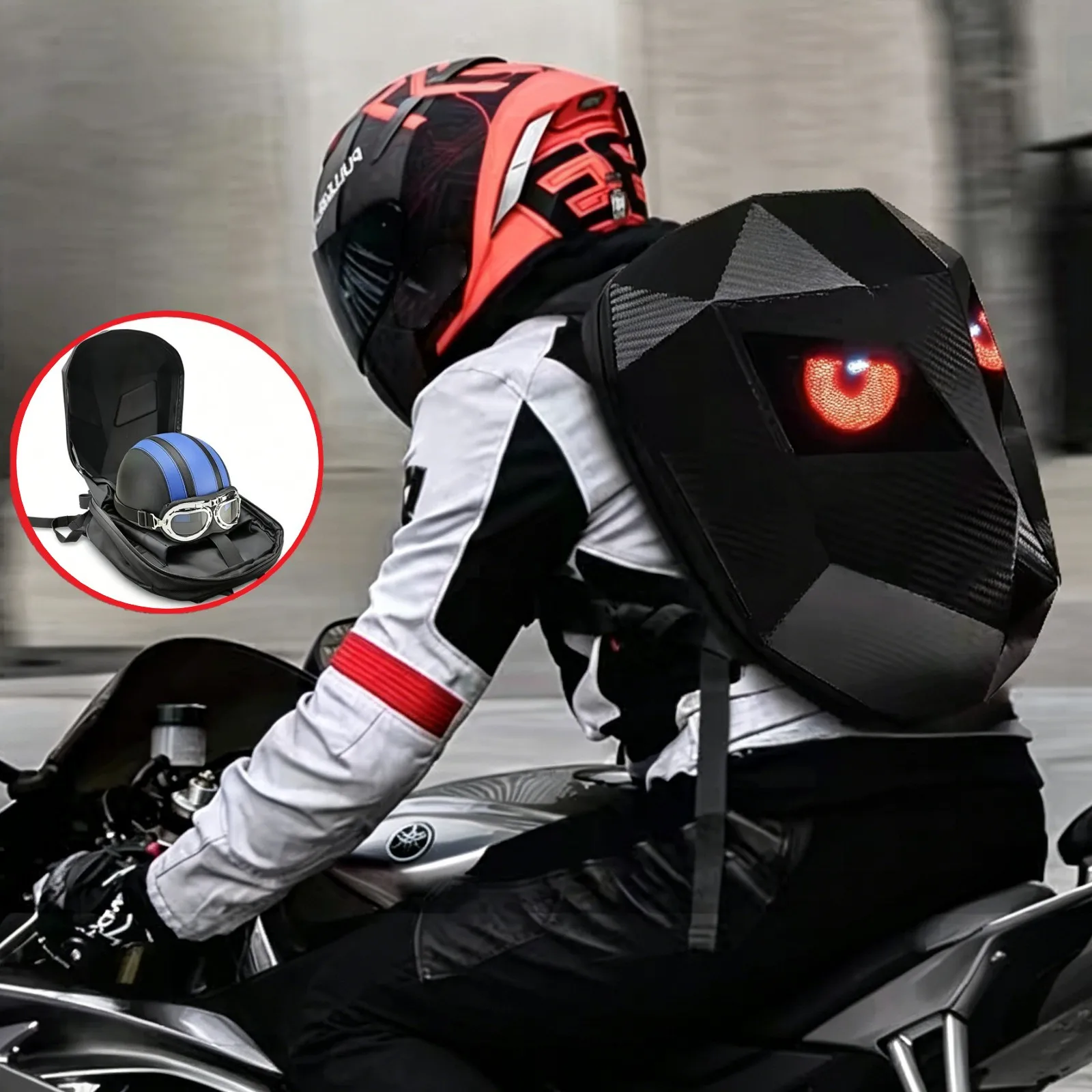 Sac à dos de cyclisme LED Knight avec contrôle Bluetooth via application, sac intelligent pour casque de moto à LED, sac à dos étanche pour ordinateur portable et locomotive