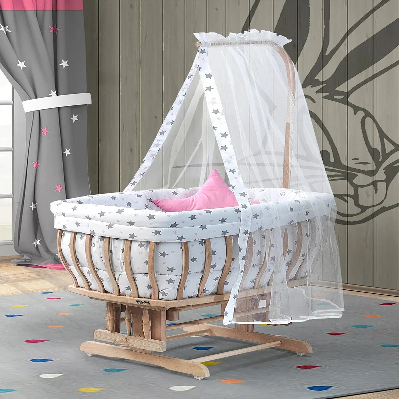 Portable Crib White Drop Bow Sleeping Set Baby Crib Kid Bed Duvet Pillow Mosquito Net Rocking Bassinet Swing Cradle Hammock