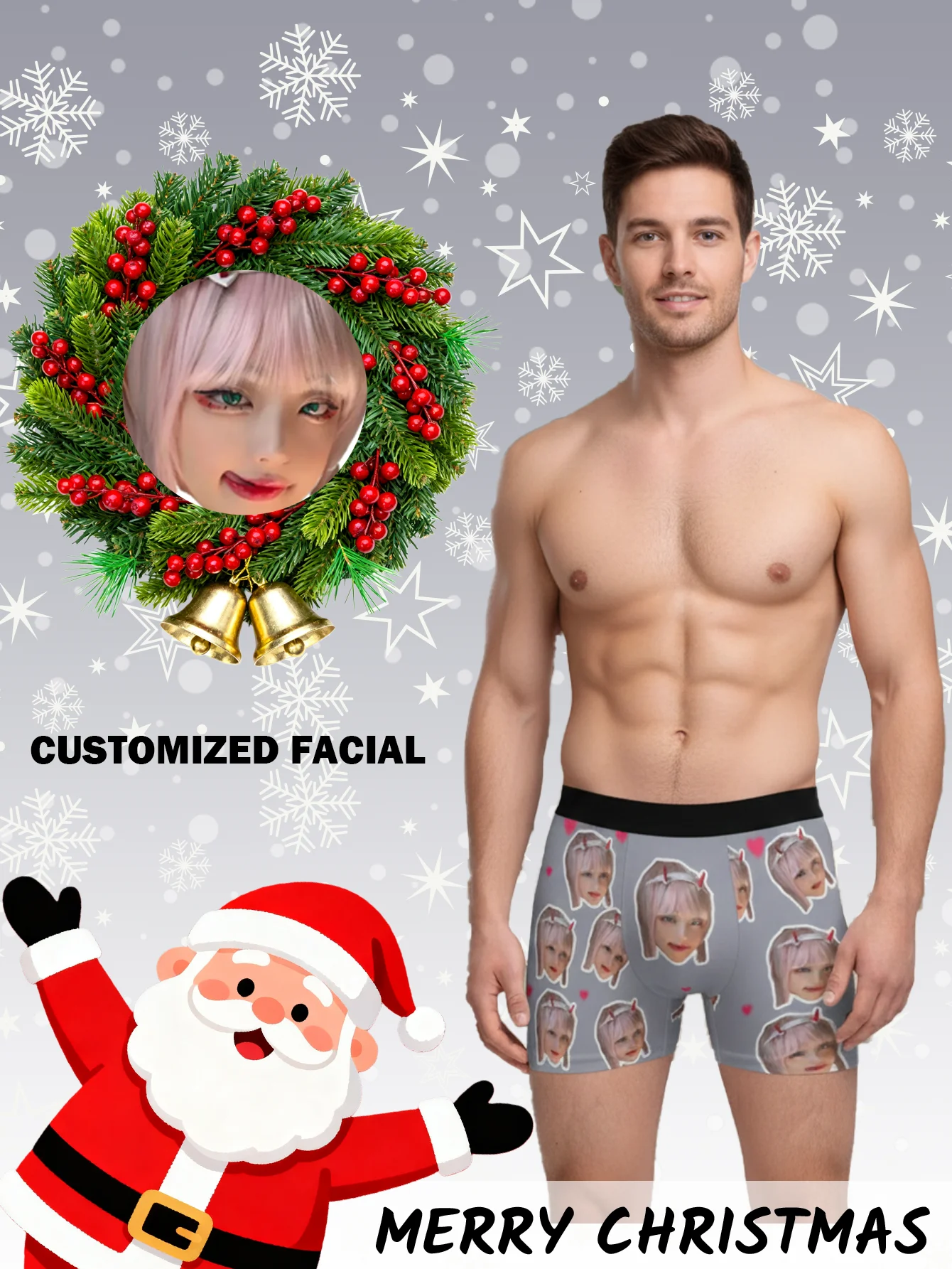 Biancheria intima personalizzata con foto per il viso, boxer personalizzati, regalo di San Valentino da uomo personalizzato per il marito, regalo di anniversario per papà