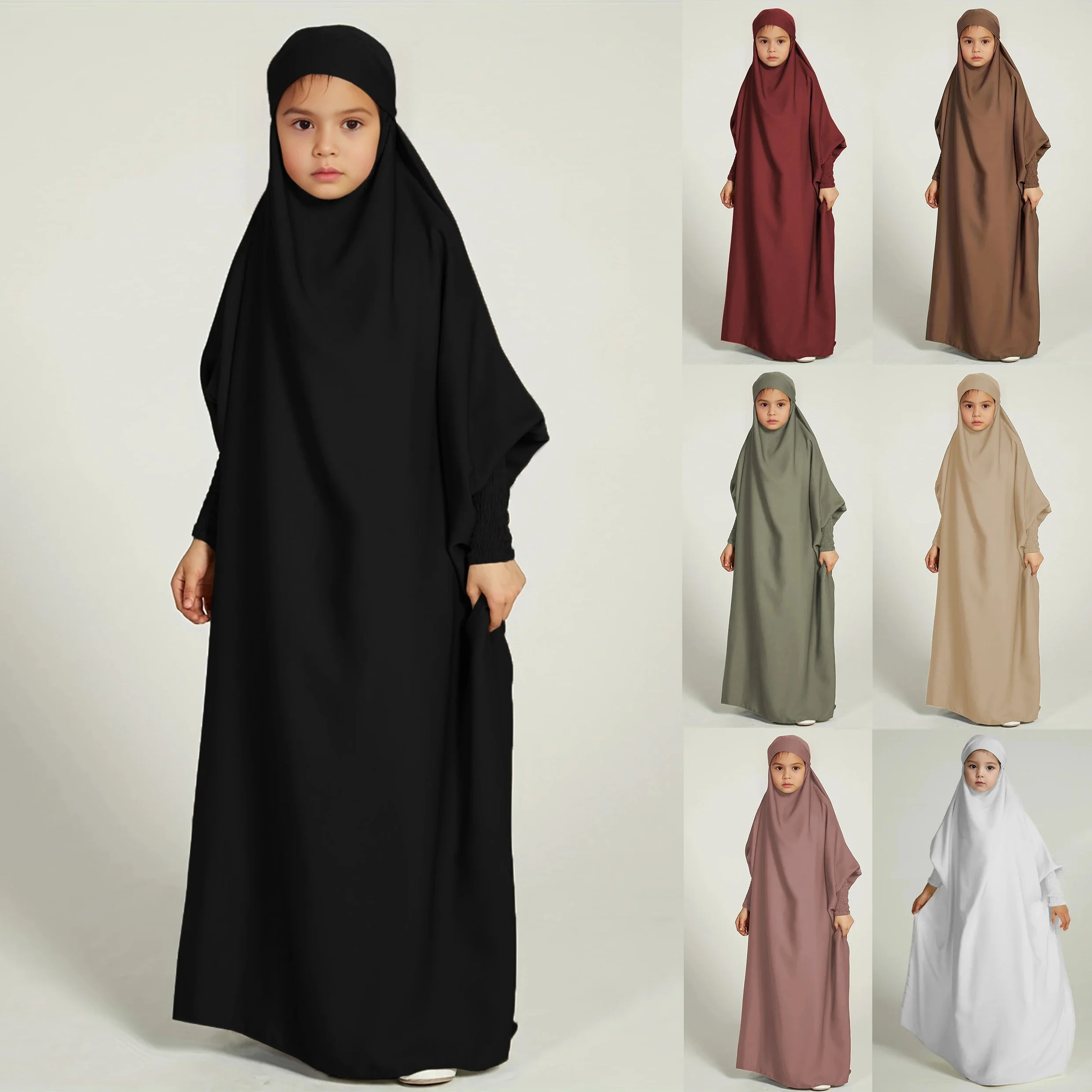 Ramadan musulman enfants filles Abaya solide longue caftan abaya enfant Robe enfants vêtements pour cadeau