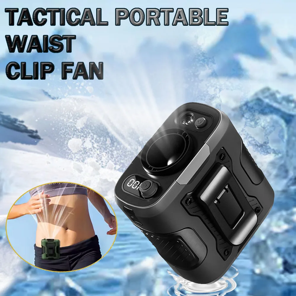 

Tactical Portable Waist Clip Fan Rechargeable Wearable-Personal Body Fans Ultra-Strong Wind with LED Light for Outdoor Working
