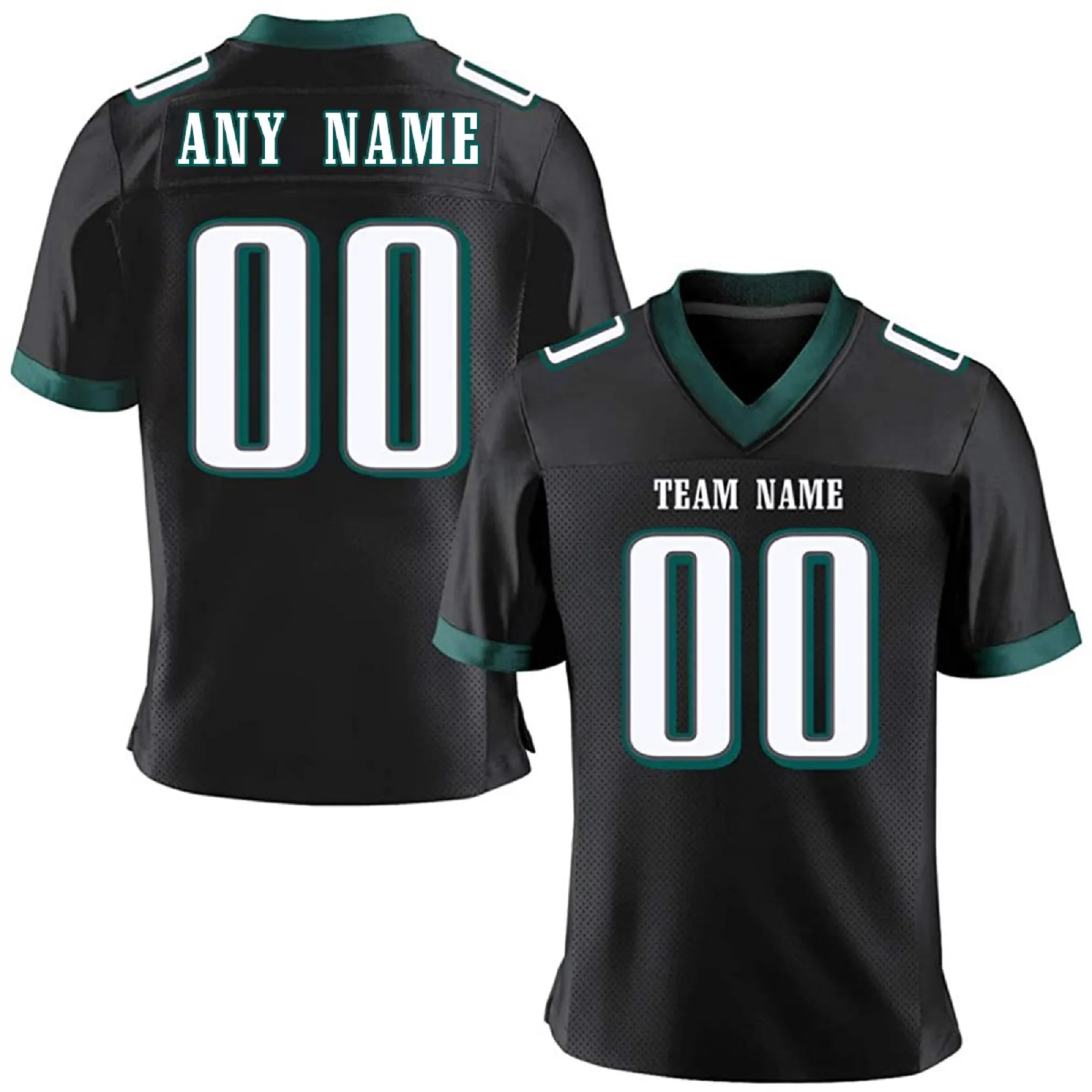 Custom Green Black White American Football Jersey Personalized Printed Name Number Team Uniform Fans Gift for Adults Kids