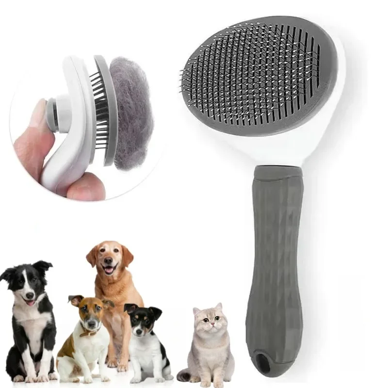 Auto-limpeza Pet Hair Remover Comb, Cat Slicker Brush, Grooming Acessórios, Dog Combs