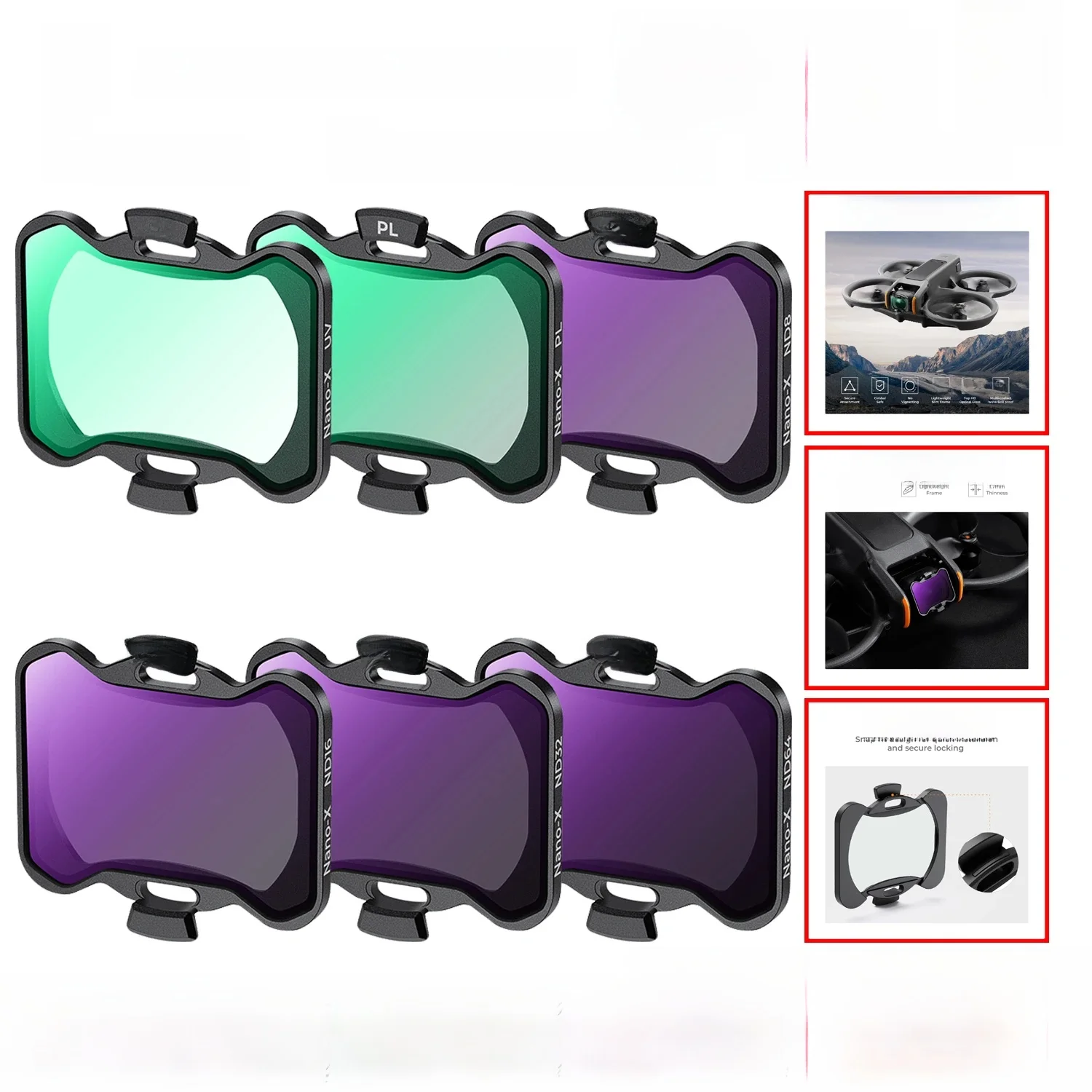 K&F CONCEPT Filterset voor DJI Avata 2 Filter UV/CPL/ND8/ND16/ND32/ND64 Meerlaags gecoate drone-lens Camerafilters Accessoires - afbeelding 2