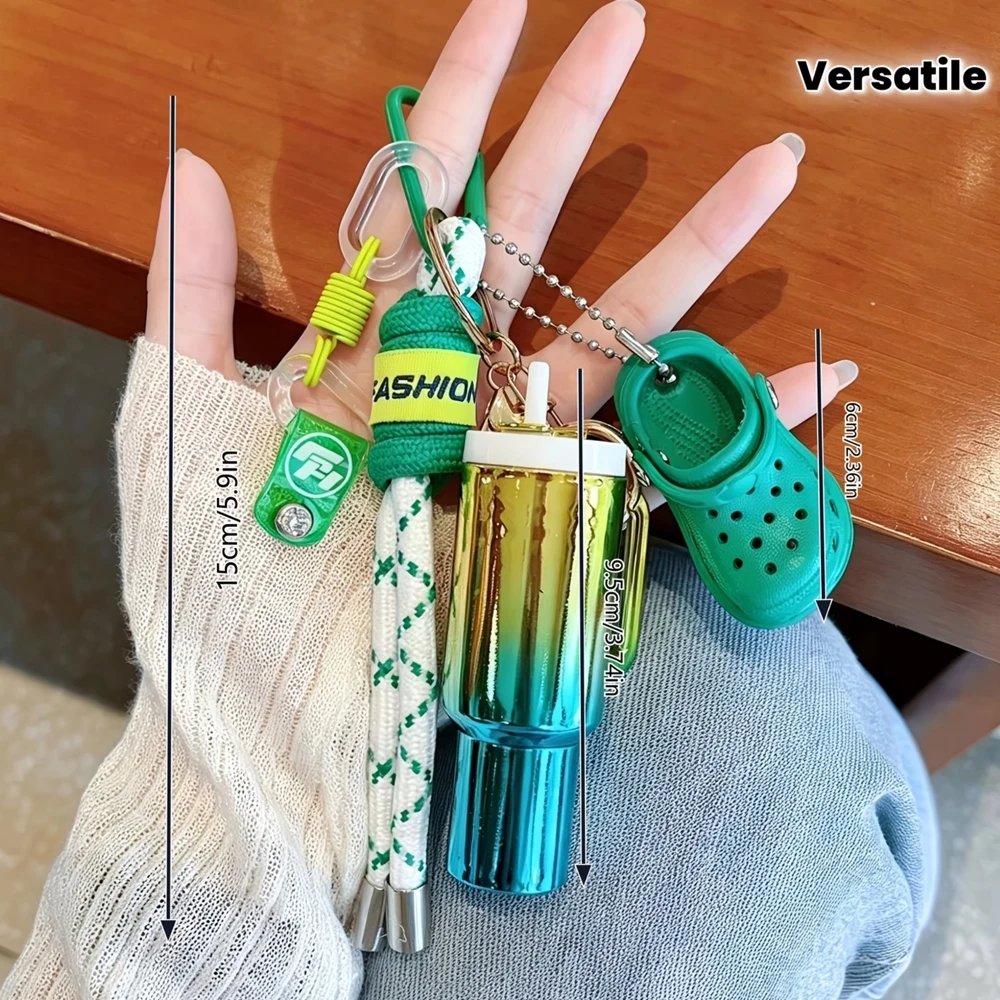 [Original Handmade] Creative Cup-Shaped Anti-Loss Keychain Set, Colorful Woven Lanyard and Mini Shoe Buckle, Practical Bag Decoration, Trendy Sports Keychain, Versatile Bag Decoration Gift, Father's Day Gift, Independence Day Gift