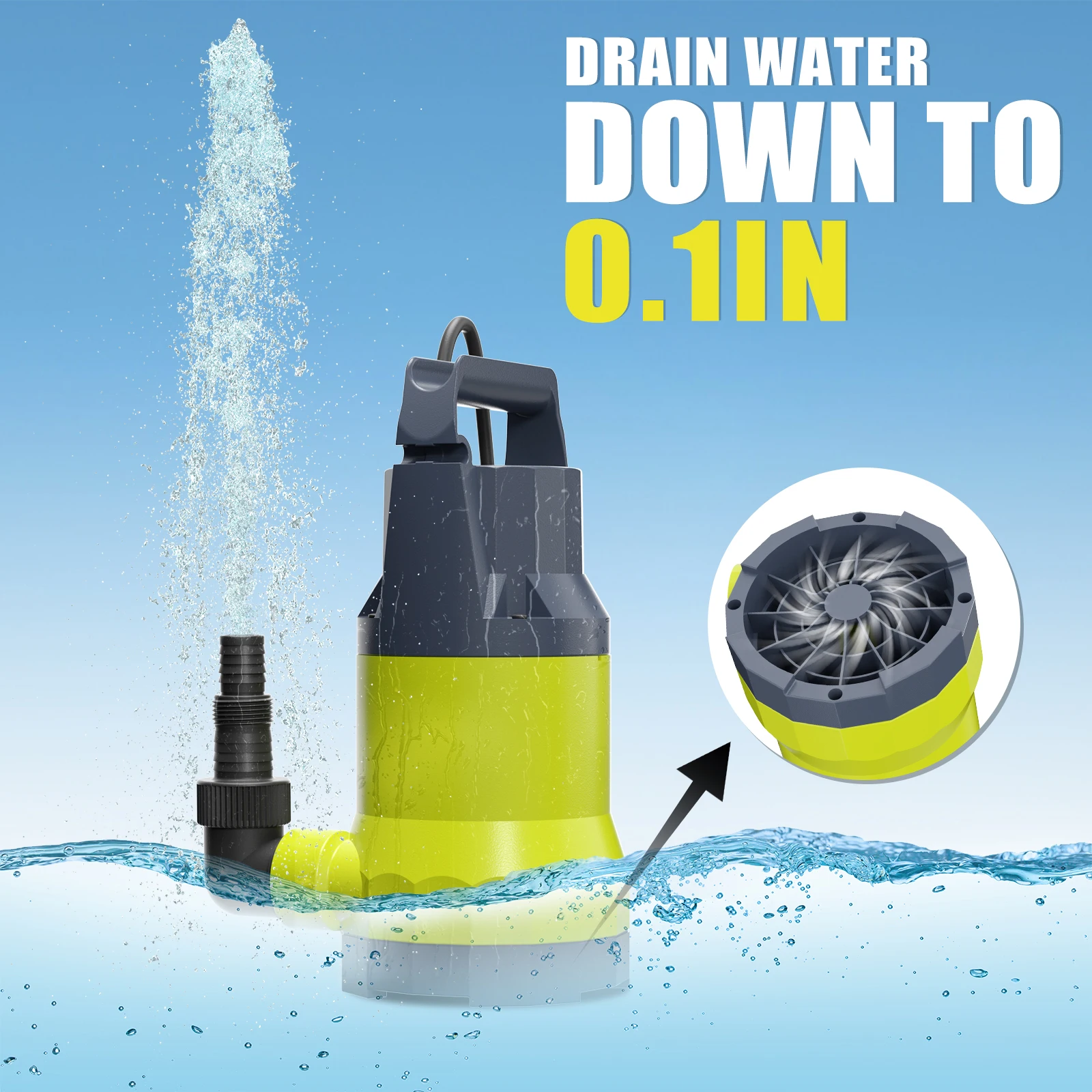 サンプポンプ水中ポンプ1.2HP 5000GPHポータブル水移送排水ポンププール、地下室、温水浴槽用ユーティリティポンプ