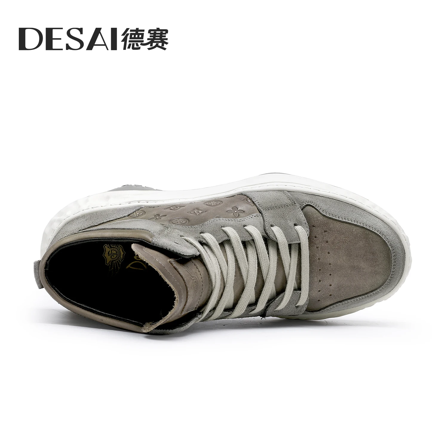 DESAI Brand Full Grain Leather Mens Shoes Casual Breathable Fashion Outdoor High Tops 2023 Warm Add Fur New