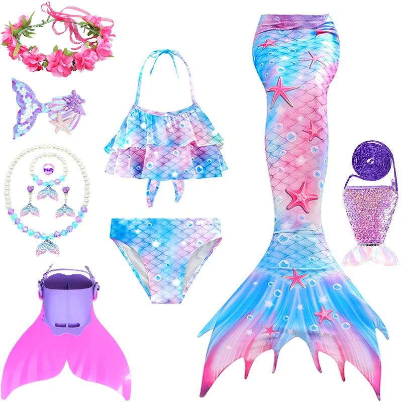 Fantasia Girl Mermaid Swimsuits Summer Beach Vacation Girls Bikini Holiday Colorful Fishtail Children's Swimwear Split Swimsuit