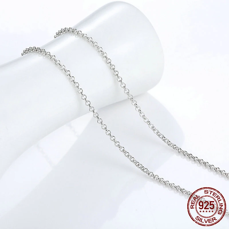 Bamoer-cadena básica de plata de ley 100% para mujer y niña, cierre de langosta, collar ajustable, colgante, joyería de moda