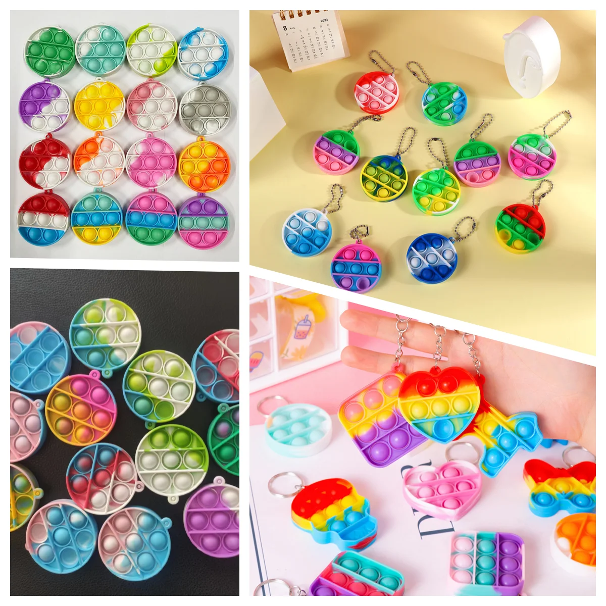 

60Pcs Mini Bubble Popper Keychain, Soft Silicone Fidget Toy for Stress Anxiety Relief