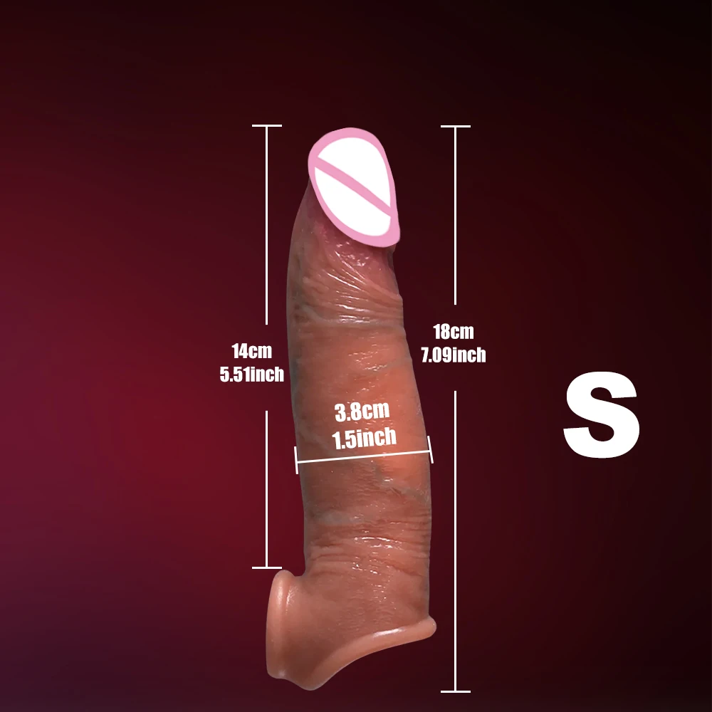 Reusable Soft Silicone Penis Sleeve with Cock Ring Sex Toy Penis Extender Cock Training Enlargement Adult Sex Toy for Men Couple view 6