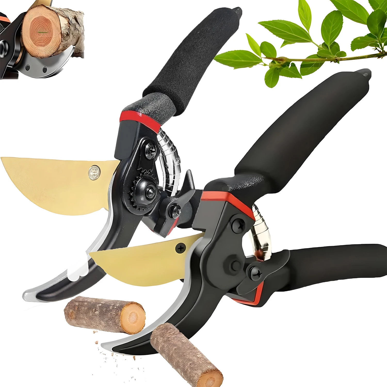Set da 2 cesoie da giardino in acciaio SK5 - cesoie da potatura lunghe 21 cm, lunghezza della lama 10 cm, diametro di taglio fino a 10 cm - cesoie robuste per rami, piccoli rami e lavori di