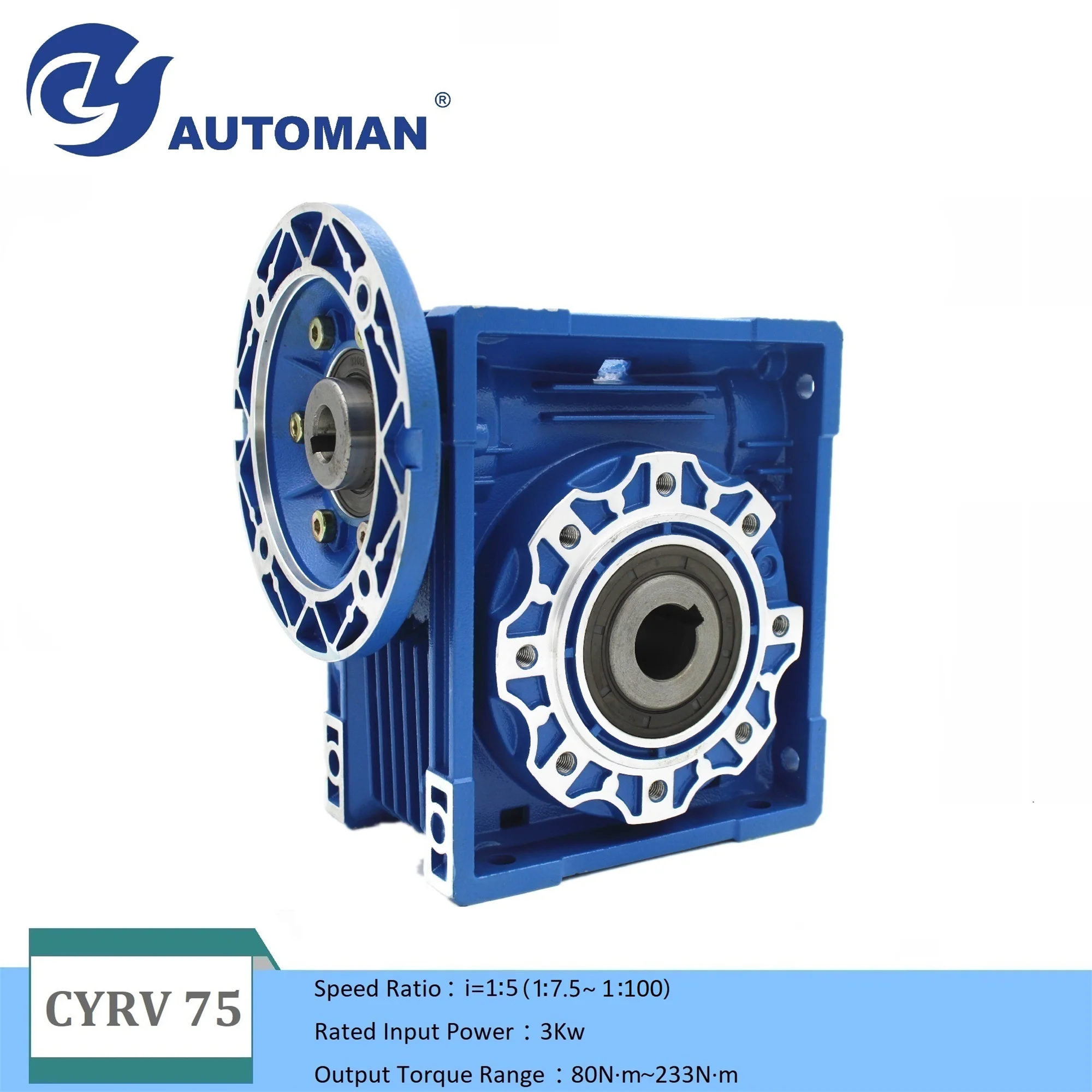 CHENYUE Worm Gearbox NMRV075 CYRV75 Input 14/19/24/28mm Output 28mm Ratio 5:1/100:1 Tin bronze Worm Gear Free Maintenance