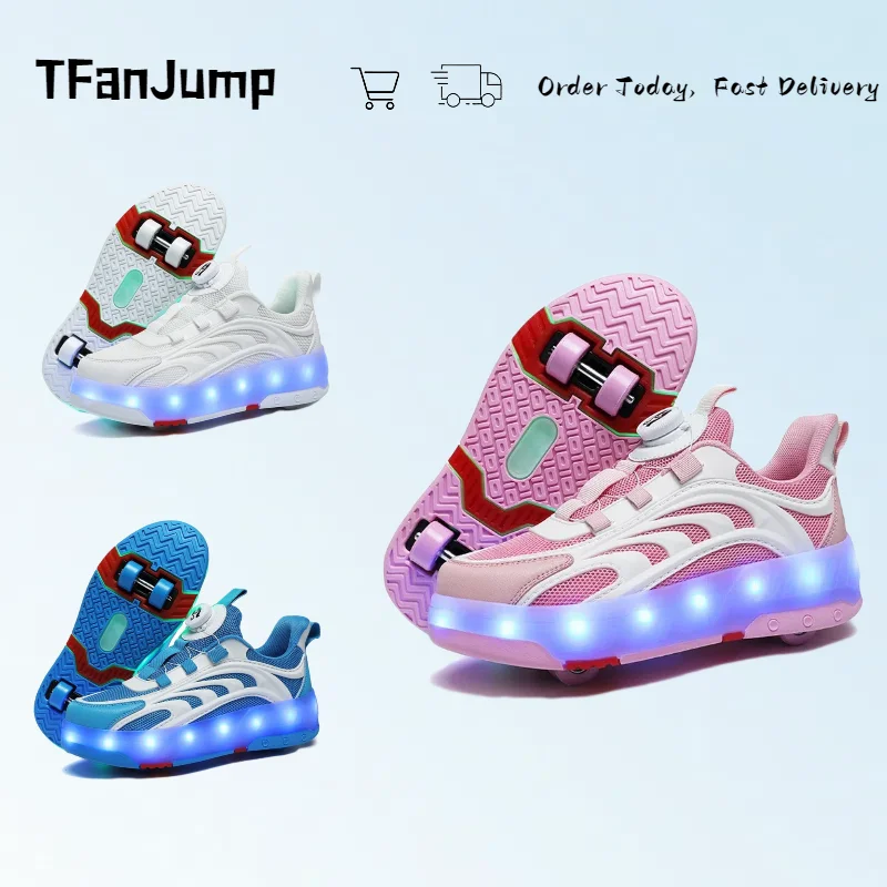 Latest 4 Wheel Roller Skates Sports Parkour Teens Roller Skates Walk  Kids Deformation Roller Skates Shoes Children Unisex